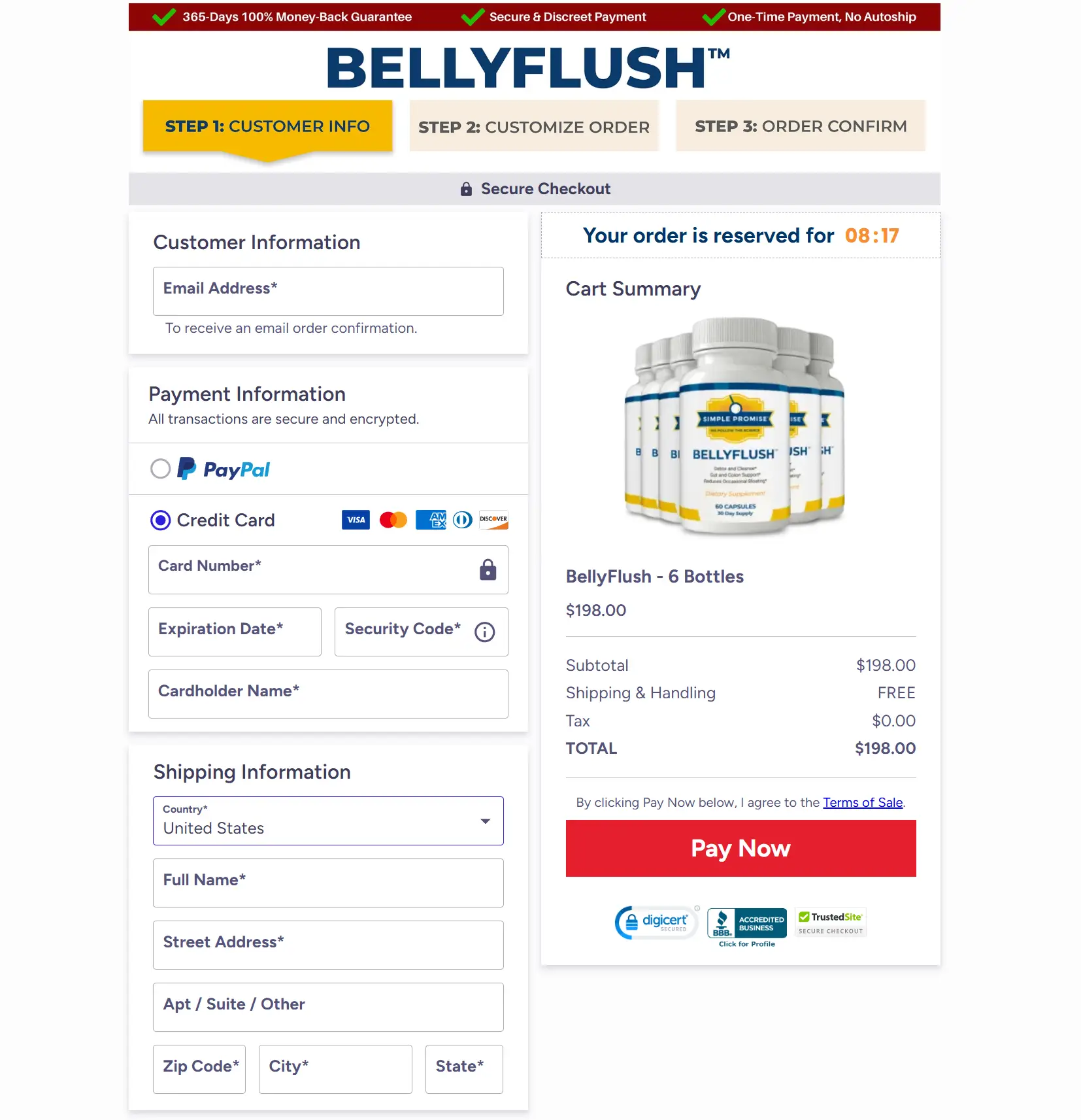 BellyFlush Checkout Page
